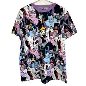 Disney Cakeworthy Villians Crewneck T Shirt XXL Graphic All Over Print AOP